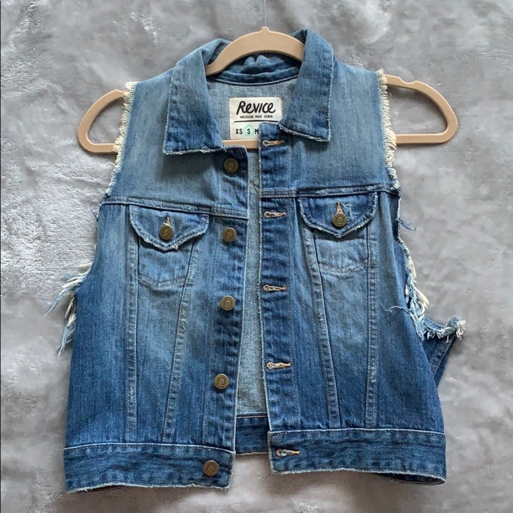 REVICE Denim Frayed Vest